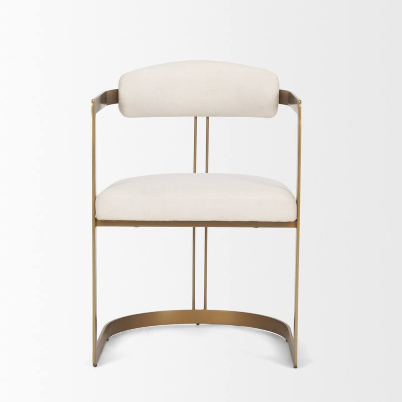 Hollyfield II Cream Fabric Seat W/ Gold Iron Frame Dining Chair - 20.4"W x 21.2"D x 29.5"H