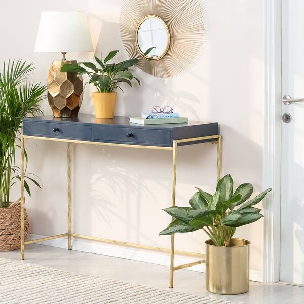 Shop Adore Decor Jolie Modern Living Room Table Navy Blue Gold
