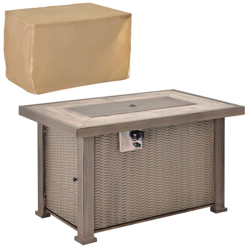 42" Propane Fire Pit, 50,000 BTU Wicker-effect Auto-Ignition Gas