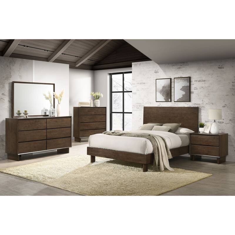 Hemlock Warm Brown Queen Platform Panel Bed