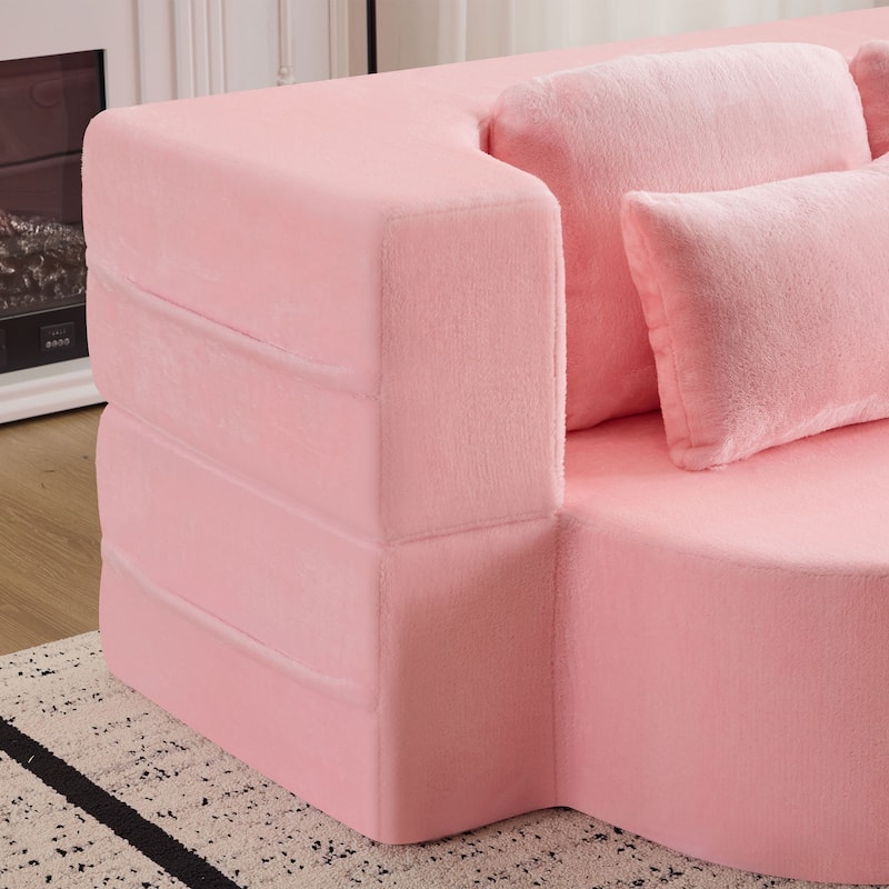 Queen Foldable Sleeper Sofa, Floor Couch Sofa Bed, High-Density Foam Convertible Lounge Sofa Loveseat