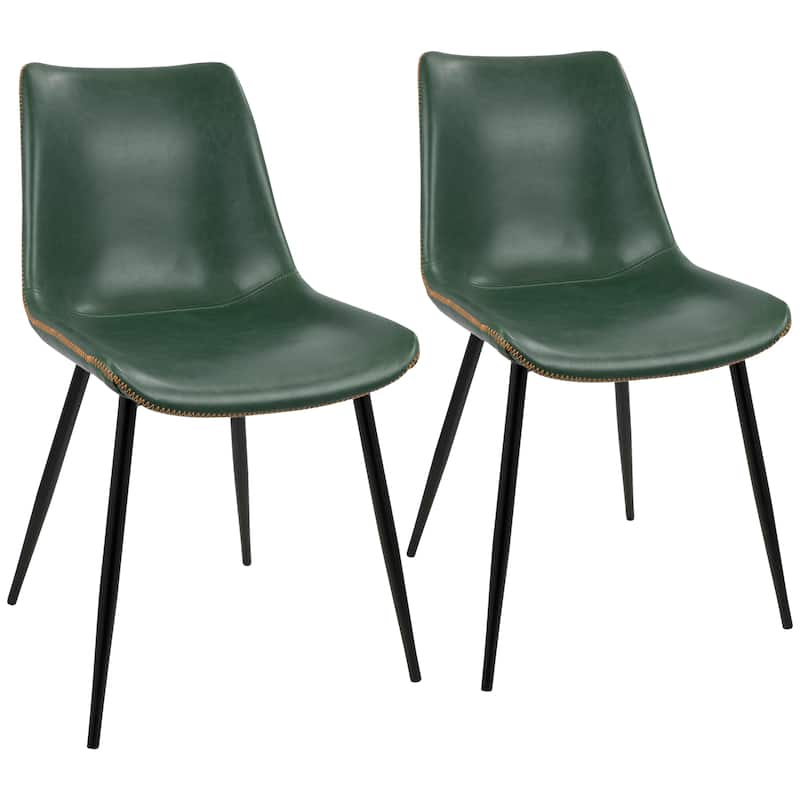 Carson Carrington Kantsjo Industrial Vintage Faux Leather Dining Chair (Set of 2) - Green