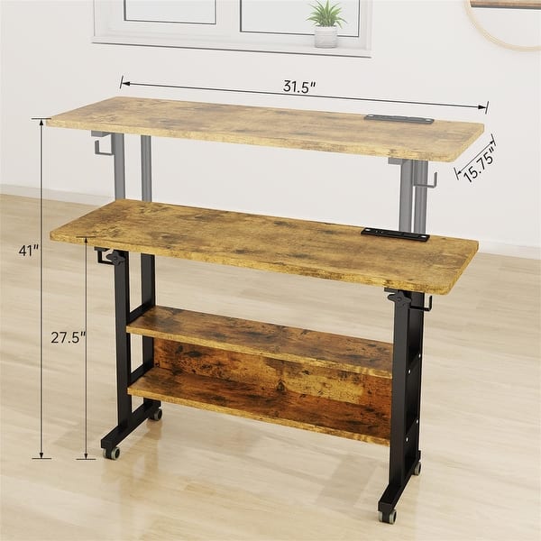 dimension image slide 1 of 2, Standing Desk with Charging Station