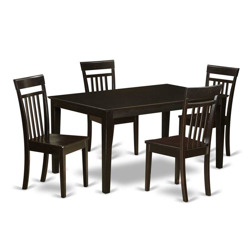 HomeStock 5-Pc Cappuccino Solid Wood Top - Dining Room Set - Seats 4