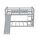preview thumbnail 6 of 25, Twin Over Twin Low Bunk Bed with Slide and Ladder, Solid Wood Floor Bunk Bed Frame with Safety Guardrail, Detachable into 2 Beds