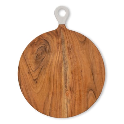 Jeanne Fitz Wood + White Collection Acacia Wood Round Charcuterie Board, Large