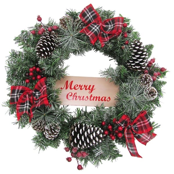 slide 2 of 8, Fraser Hill Farm 24-in. Christmas Frosted Wreath