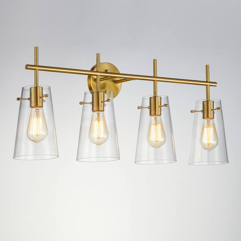 KAWOTI 4-Light Modern Bathroom Vanity Light with Glass Shade