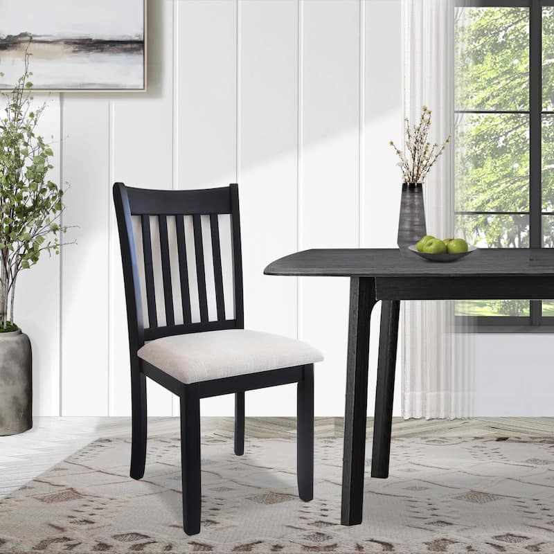 Set of 2 White Finish Dining Room Chairs with Cushioned Seats