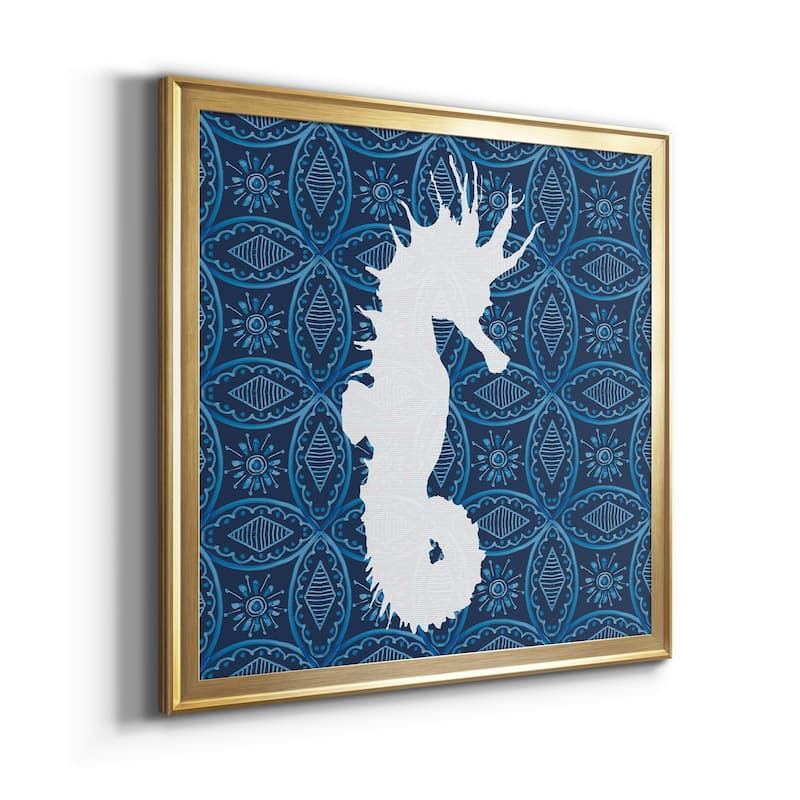 Sea Patterned Seahorse Premium Framed Canvas - Ready to Hang