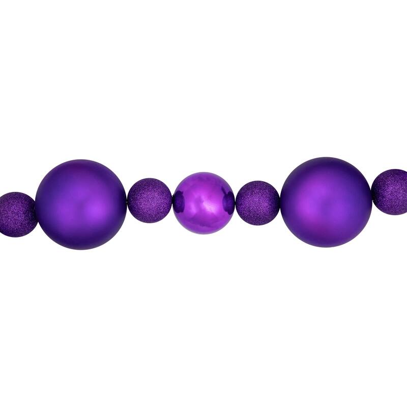 6' Purple Shatterproof Ball 3-Finish Christmas Garland