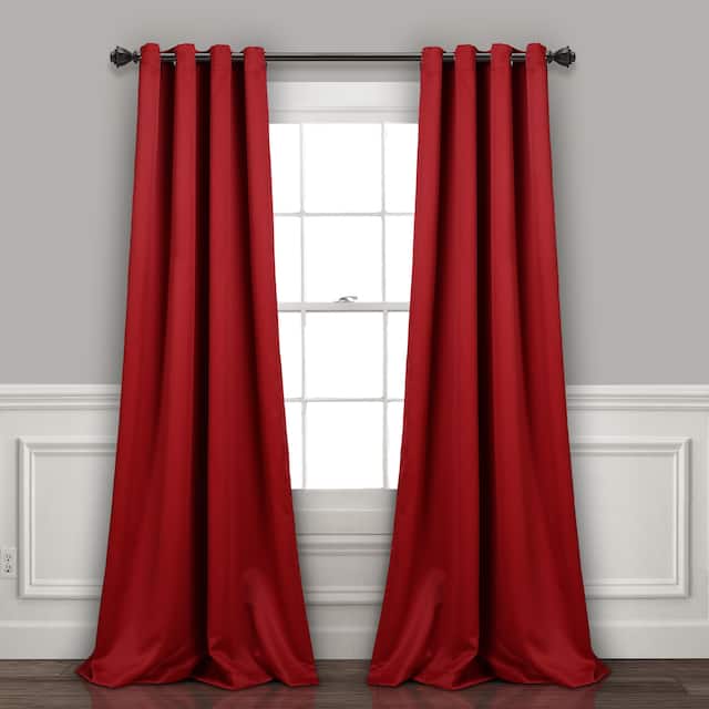 Lush Decor Insulated Grommet Blackout Curtain Panel Pair - 84 Inches - Red