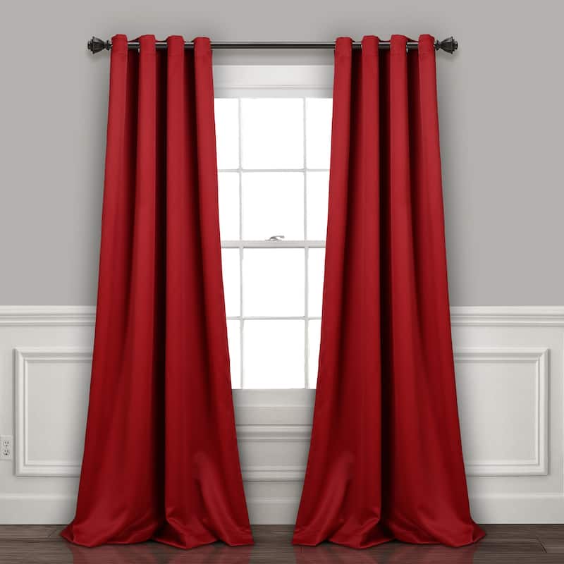 Lush Decor Insulated Grommet Blackout Curtain Panel Pair - 95 inches - Red