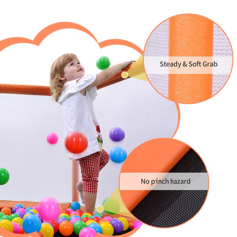 55" Toddlers Trampoline with Safety Enclosure Net and Balls, Indoor Outdoor Mini Trampoline for Kids