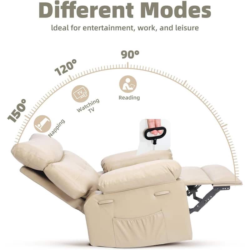 Oversized Wide Manual Recliner Sofa Chair with Foldable Armrests for Living Room Bedroom