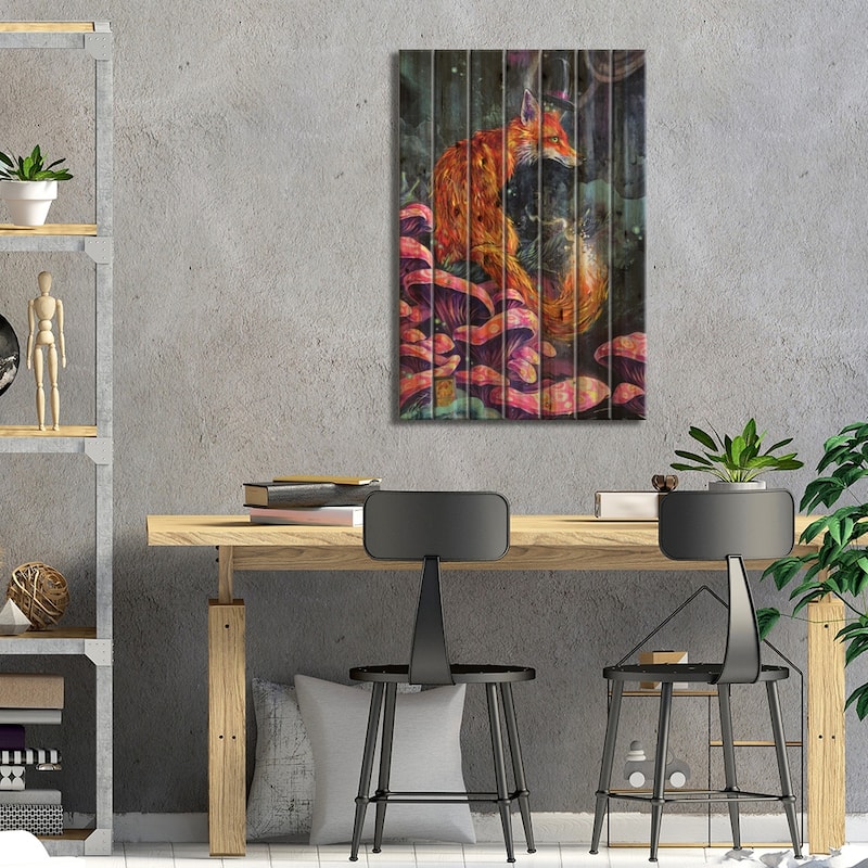 Nice Fox Print On Wood by Swartz Brothers Art - Multi-Color