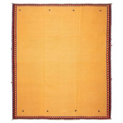 ECARPETGALLERY Flat-Weave Kashkuli Burnt Orange Wool Tapestry Kilim - 8'10 x 9'11