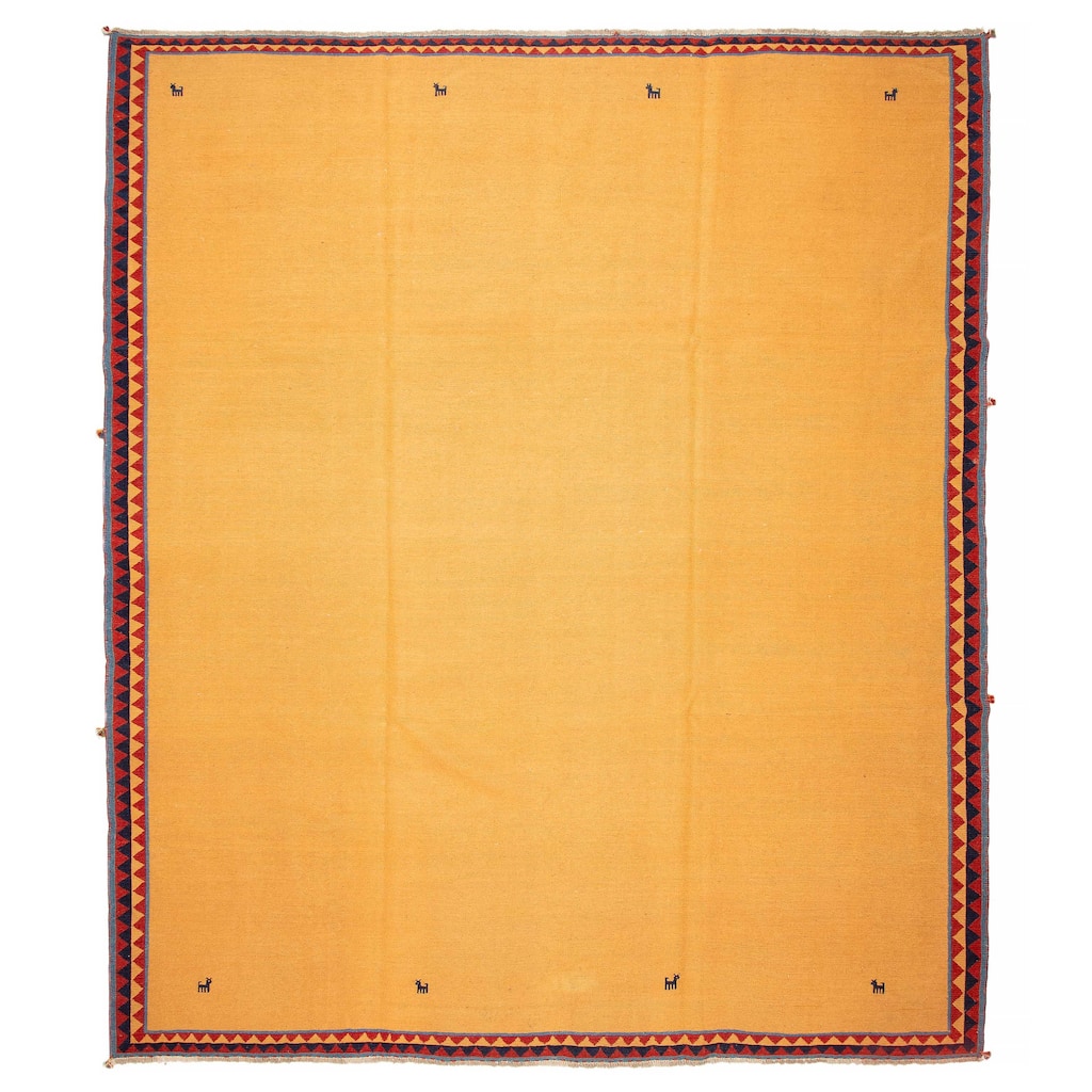ECARPETGALLERY Flat-Weave Kashkuli Burnt Orange Wool Tapestry Kilim - 8'10 x 9'11