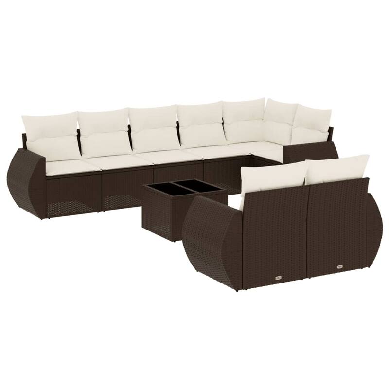 vidaXL Patio Sofa Set with Cushions Outdoor Conversation Furniture Poly Rattan