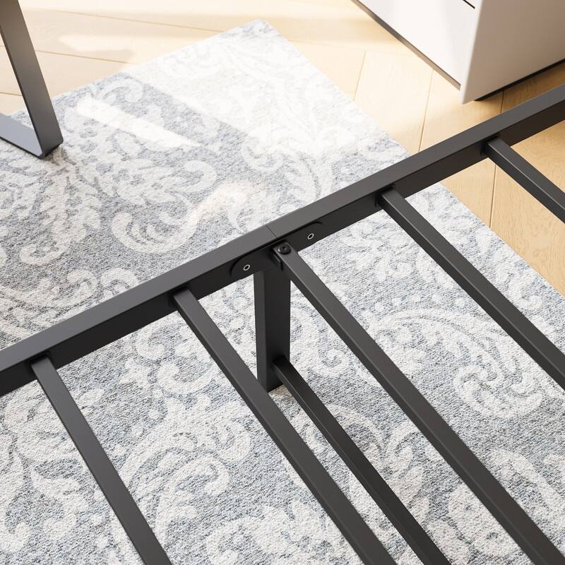 Metal Platform Bed Frame featuring a Headboard, Sturdy Slat Support, No Box Spring Required, and Easy to Assemble‌.