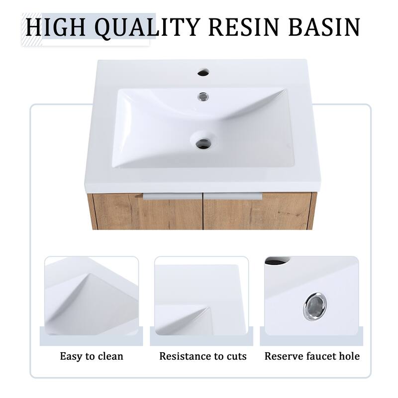 60 Inch Bathroom Vanity with Soft Close Doors, Resin Sink, Ample Storage and Matching Small Shelves (KD Packing)