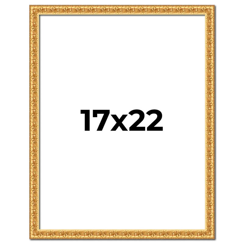 17x22 Frame Gold Real Wood Picture Frame Width 1 inches | Interior