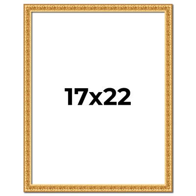 17x22 Frame Gold Real Wood Picture Frame Width 1 inches | Interior
