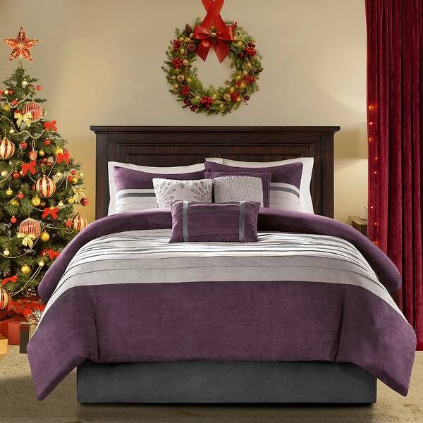 slide 2 of 17, Madison Park Teagan 7 Piece Comforter Set Purple - California King