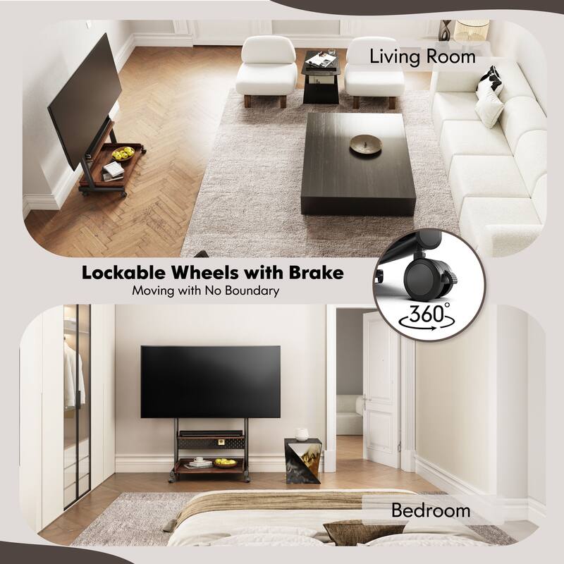 FITUEYES Mobile TV Stand Modern Storage TV Cart Mount for TVs Up to 85 Inch