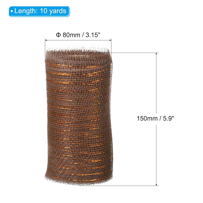 2pcs Decorative Mesh,5.9in x 10 Yd Mesh Ribbon Roll for Christmas Tree - Dark Gold