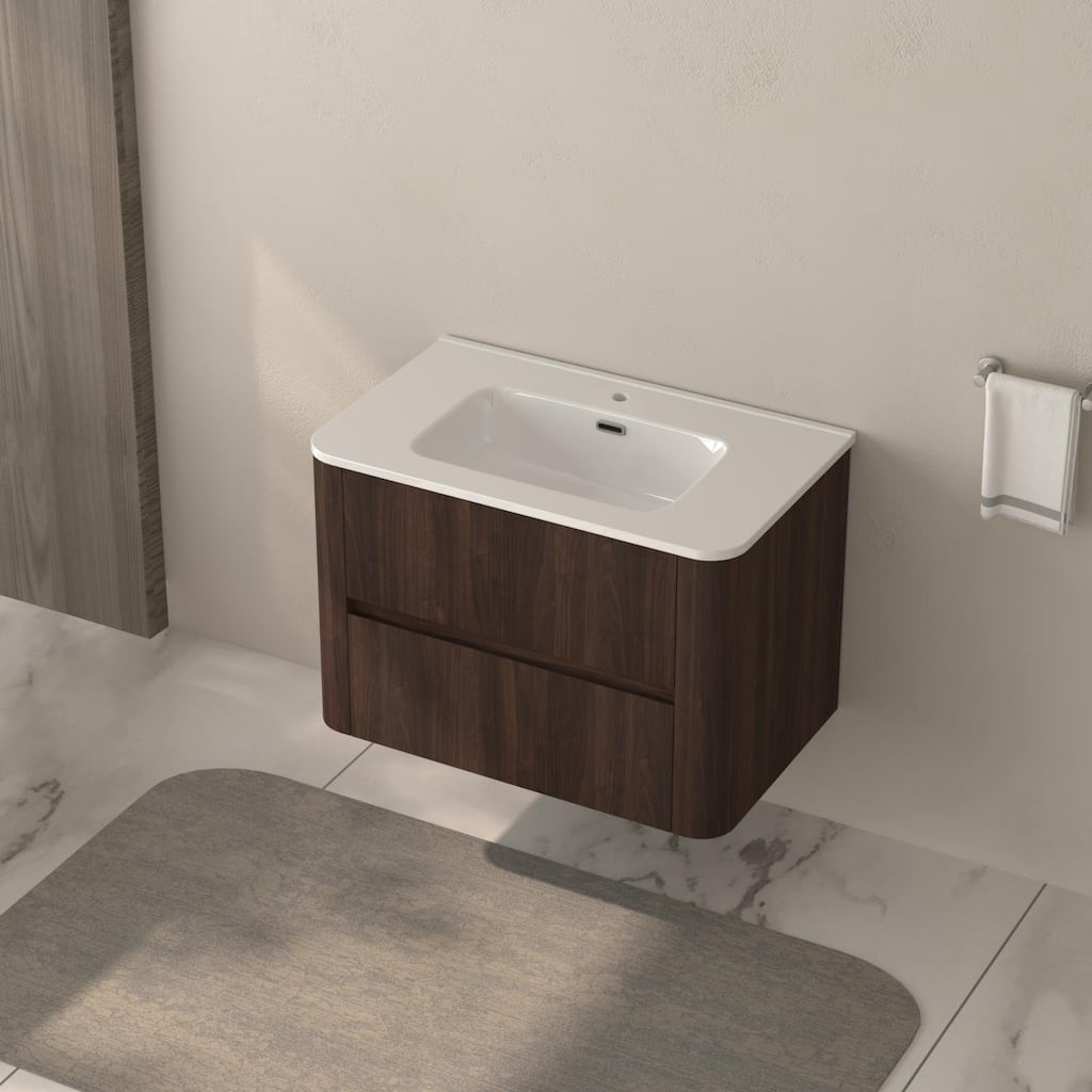 GDF Studio - Hailey American Design 30" Floating Bathroom Vanity with Sink and Two Soft-Close Drawers