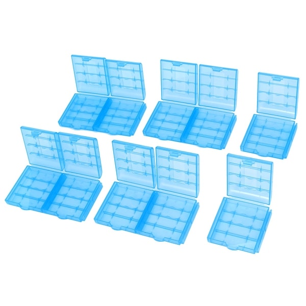 Unique Bargains 10PCS Blue Plastic Battery Storage Box Holder Case for 4 x AA / AAA Batteries