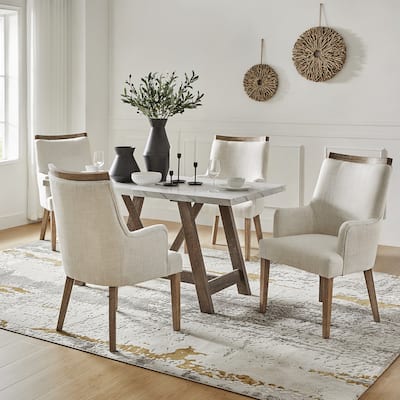 Albert Farmhouse Upholstered Solid Wood Dining Chair Set of 4 by HULALA HOME
