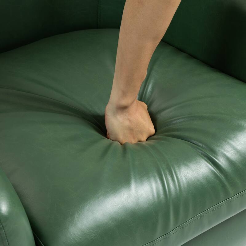 Vegan Leather Upholstered Swivel Barrel Accent Chair