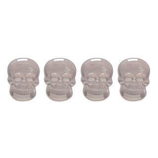 Transpac Dolomite 7.25 in. White Halloween Iridescent Shaped Skull Plates Set of 4
