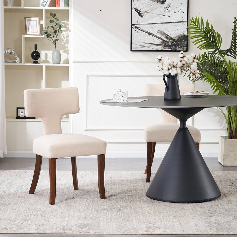 Upholstered Mordern Design T Back Dining Side Chair- Set of 2