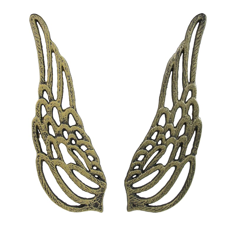 Antique Cast Iron Set Of Angel Wings Wall Sculpture Rustic Home Decor