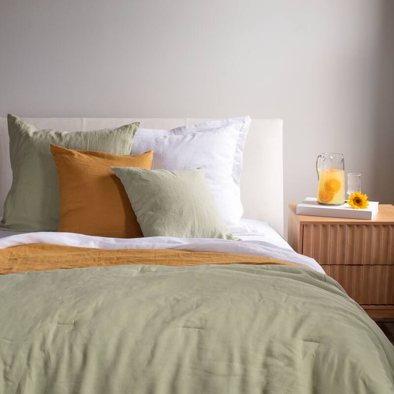 French Linen Pillow with Removable Sham by BOKSER HOME