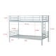 preview thumbnail 7 of 7, Silver Metal Twin over Twin Bunk Bed with Removable Ladder - Full-Length Guardrails