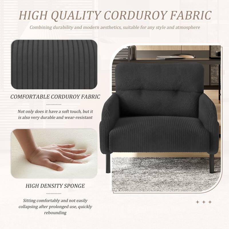 Comfortable Monochrome Single Person Wide Seat Chair, Suitable For Living Rooms And Bedrooms