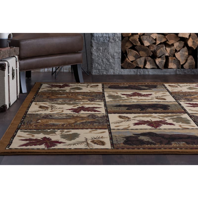 Natural Lodge Novelty Graphic Indoor Area Rug