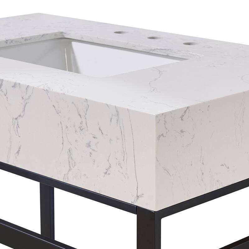 Altair Merano Bathroom Vanity Countertop in Aosta White Apron Finish Without Vanity