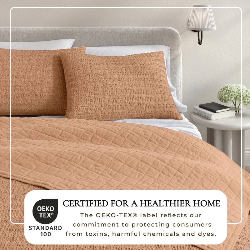 Linery & Co. 100% Cotton Honeycomb Waffle Garment Washed Quilt Set.