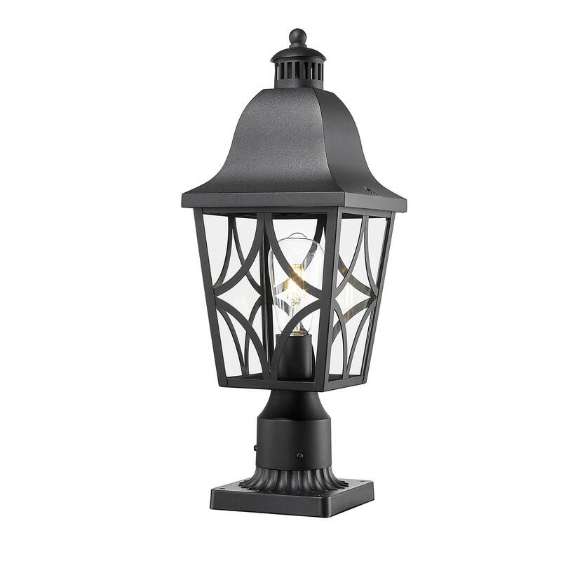 Outdoor Post Light Fixture - Waterproof Aluminum & Glass Lamp for Patio, Garden, Deck, Fence, or Pathway (1 Pack) - Black