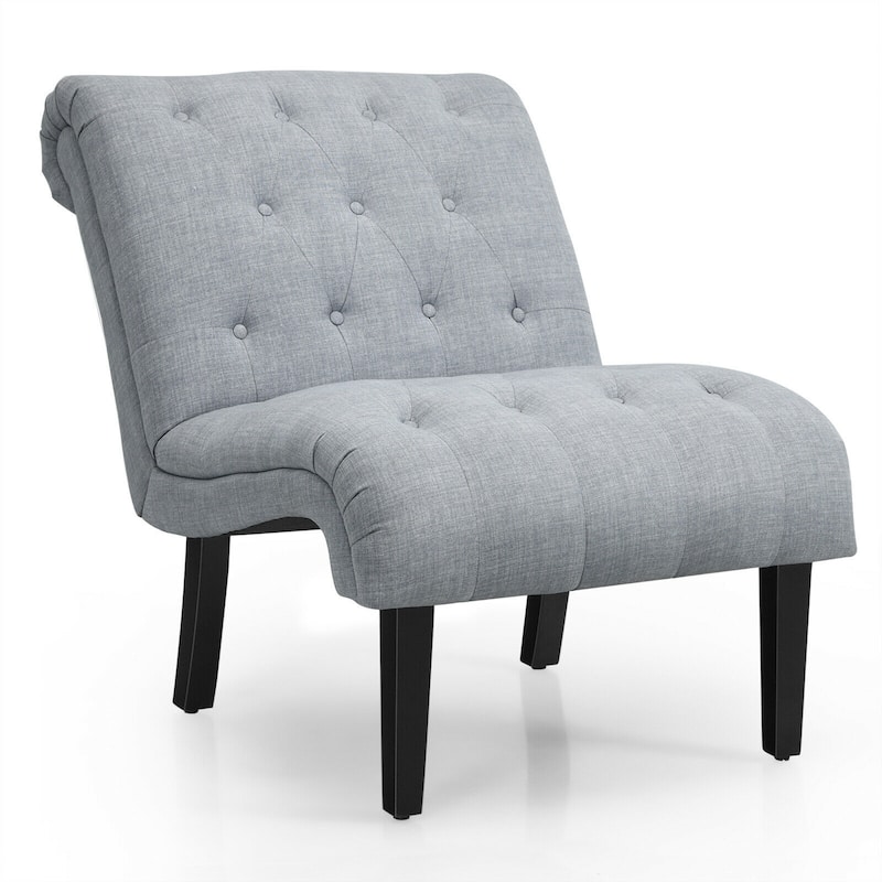 Gymax Armless Accent Chair Upholstered Tufted Lounge Chair Wood Leg - 38.5'' x 27.5'' x 33''