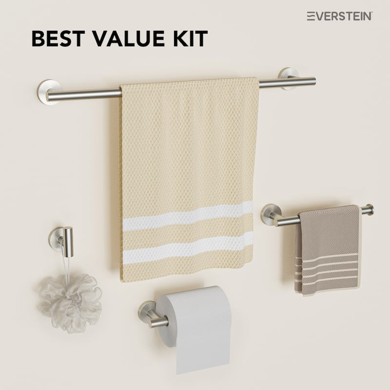 4-Piece Bathroom Hardware Accessories Set, Wall Mount Towel Bar, Toilet Paper Holder, Hand Towel Rack 1 Towel Hooks