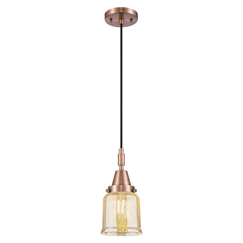 Innovations Lighting Downtown Urban - Caden Bell - 1 Light 5" Cord Hung Mini Pendant - Antique Copper/Silver Plated Mercury Shade