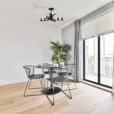 Skye 22.75 in. 8-Light Matte Black Minimalist Semi Flush Mount with Bare Bulbs for Dining Rooms - 11.25