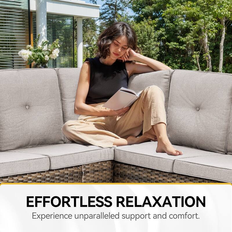 Outdoor Sectional Furniture Sofa Set with Thick Cushions