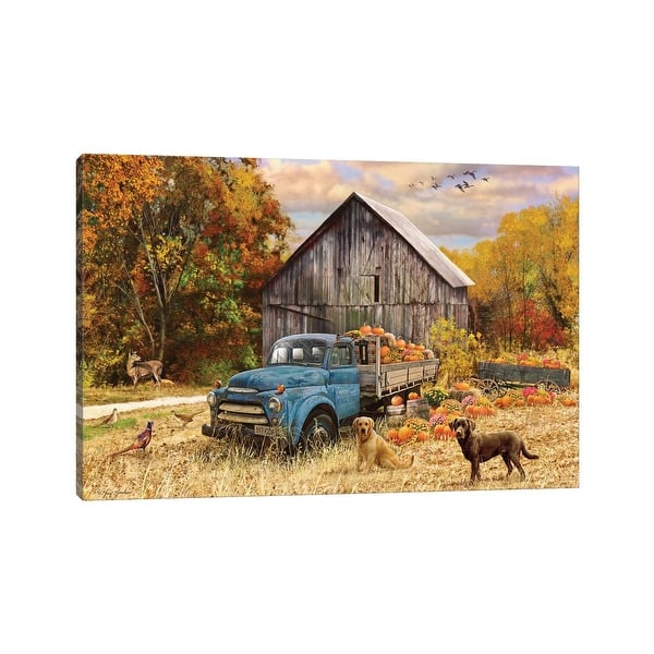 slide 2 of 6, iCanvas "Fall Truck And Barn" by Greg & Company Canvas Print
